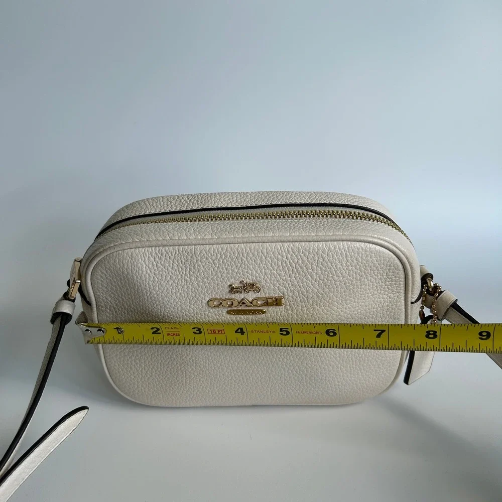 Coach Mini Camera Bag Chalk White Pebbled Leather Crossbody GOOD